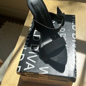 Wild Diva Lounge Black Heeled Sandals